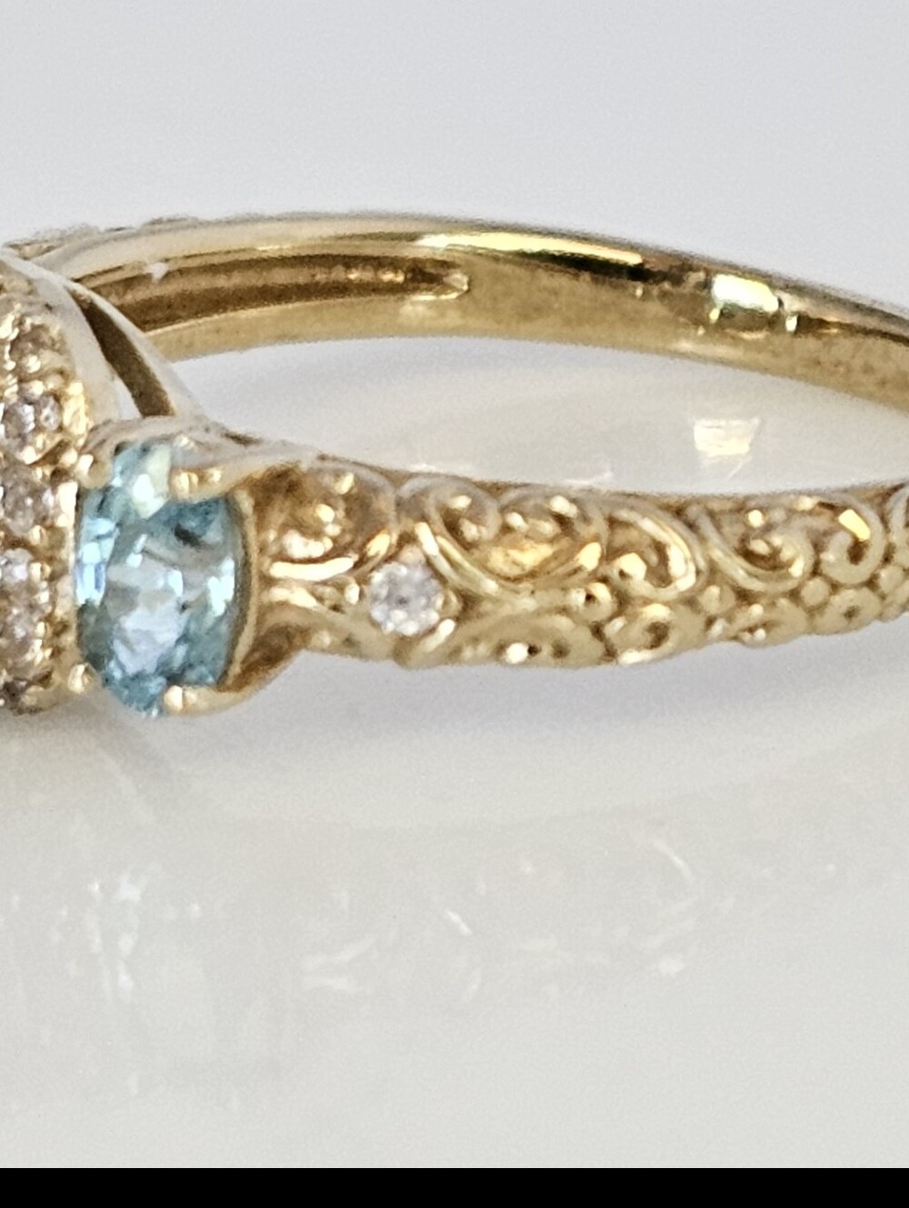 Natural Earth Mined Blue Zircon & White Zircon 18K Vermeil Ring Size 8! - Picture 6 of 10